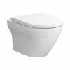 CERSANIT - Set B572 MATOWY BIAŁY - miska zawieszana LARGA OVAL CleanOn z deską SLIM WRAP duroplastowa antybakteryjna wolnoopadająca z funkcją łatwego wypinania  S701-608